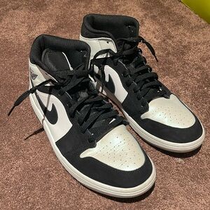 Mens Air Jordan Basketball shoes colours are black and white, size 12